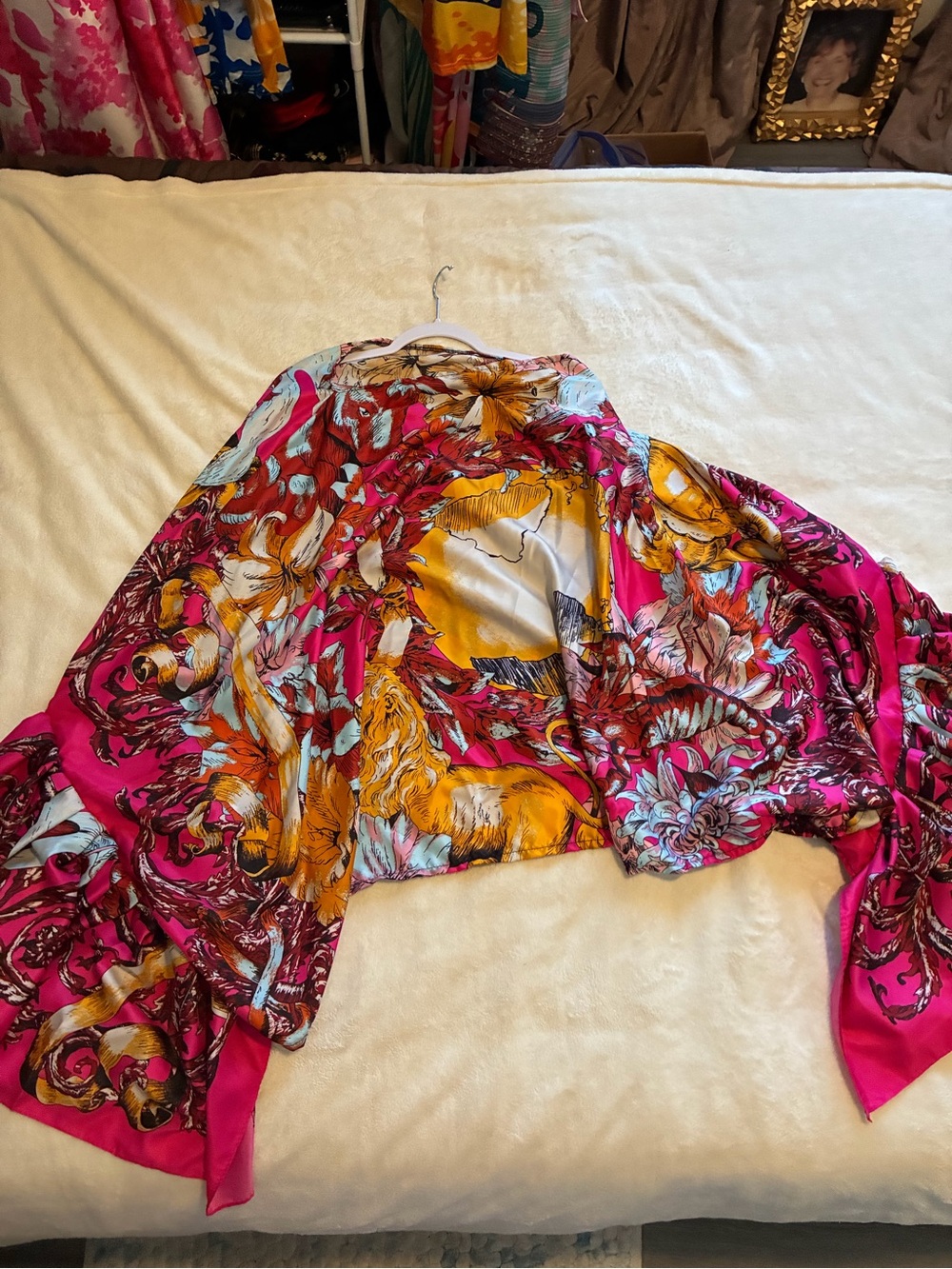 Vibrant Pink Floral-Print Women's Tunic Top NWOT